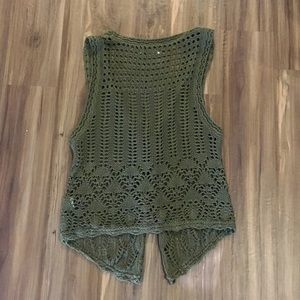 Old Navy Jackets & Coats - NWOT- beautiful olive green crocheted vest Old Navy Jackets & Coats - NWOT- beautiful olive green crocheted vest